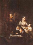 Anton  Graff Artists family before the portrait of Johann Georg Sulzer oil
